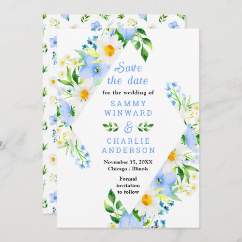 Forget_Me_Nots and Daisies Floral Wedding Save The Date
