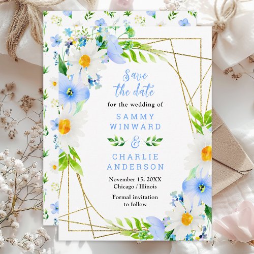 Forget_Me_Nots and Daisies Floral Wedding Save The Date