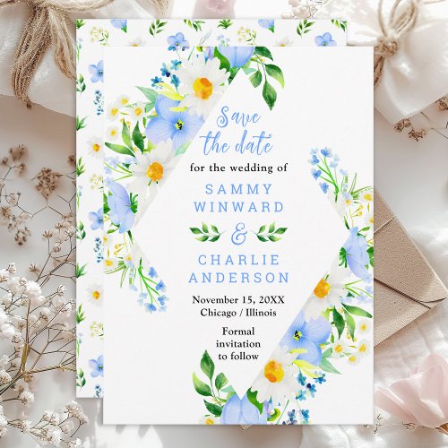 Forget_Me_Nots and Daisies Floral Wedding Save The Date