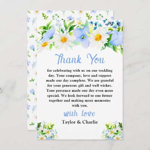 Forget_Me_Nots and Daisies Floral Wedding Thank You Card