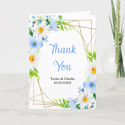 Forget_Me_Nots and Daisies Floral Wedding Thank You Card