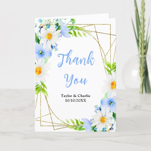 Forget_Me_Nots and Daisies Floral Wedding Thank You Card