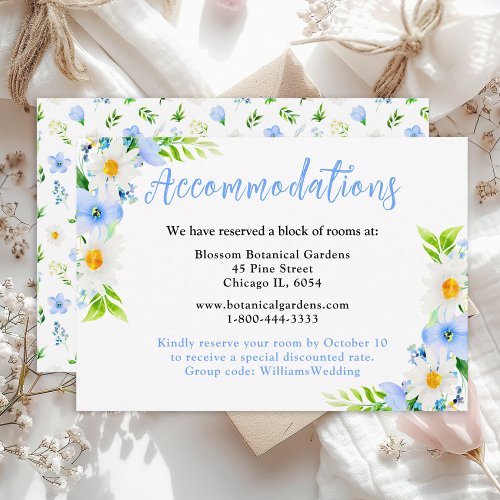 Forget_Me_Nots and Daisies Wedding Accommodations Enclosure Card