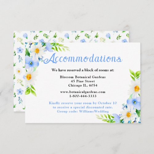 Forget_Me_Nots and Daisies Wedding Accommodations Enclosure Card