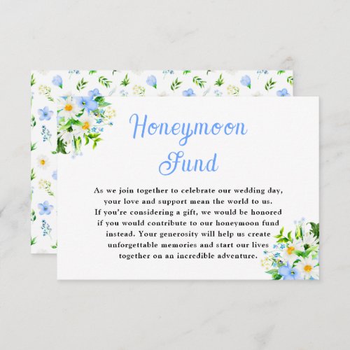 Forget_Me_Nots and Daisies Wedding Honeymoon Fund Enclosure Card