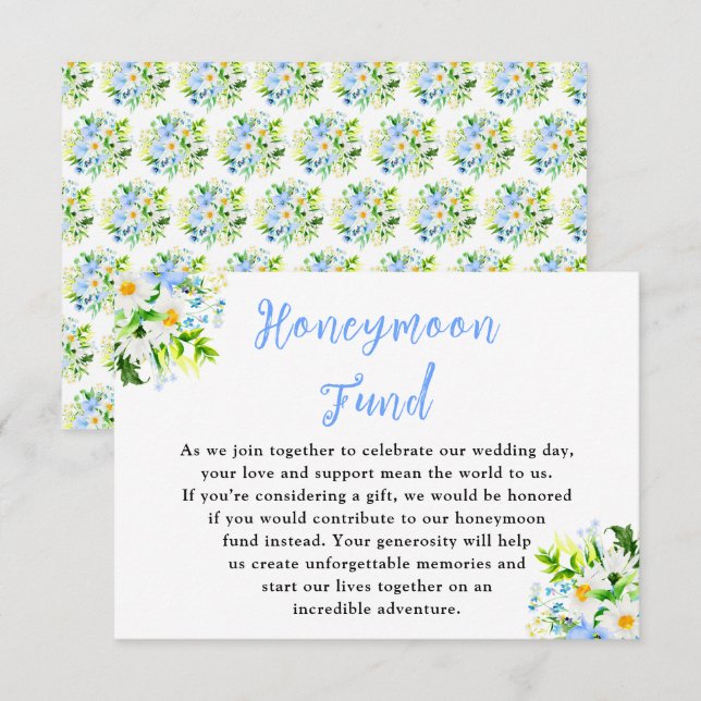 Forget-Me-Nots and Daisies Wedding Honeymoon Fund Enclosure Card (Front/Back)