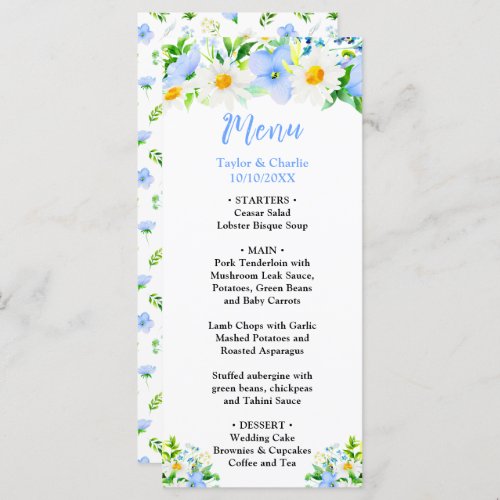 Forget_Me_Nots and Daisies Wedding Menu