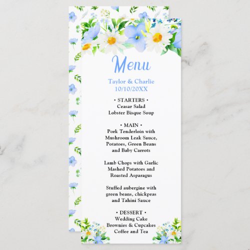 Forget_Me_Nots and Daisies Wedding Menu