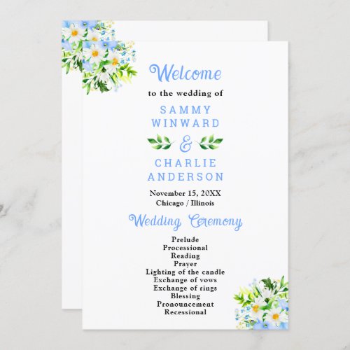 Forget_Me_Nots and Daisies Wedding Program