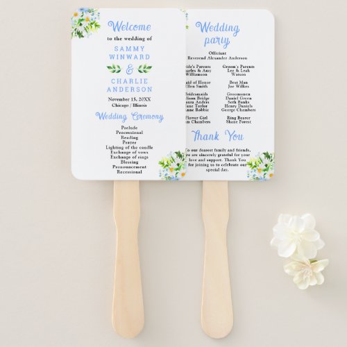Forget_Me_Nots and Daisies Wedding Program Hand Fan