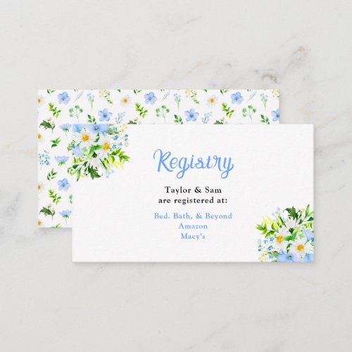 Forget_Me_Nots and Daisies Wedding Registry Enclosure Card