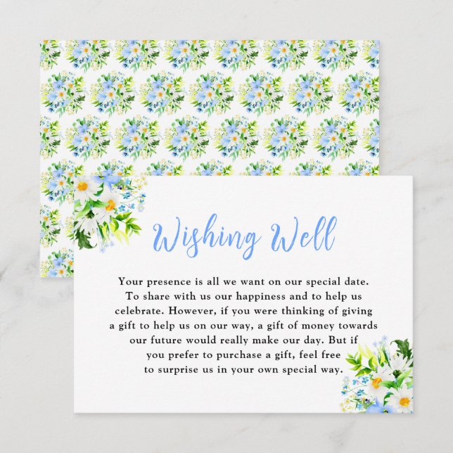 Forget-Me-Nots and Daisies Wedding Wishing Well Enclosure Card (Front/Back)