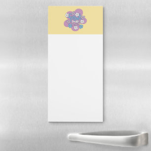 Forget-Me-Nots and Message on Vibrant Floral Motif Magnetic Notepad