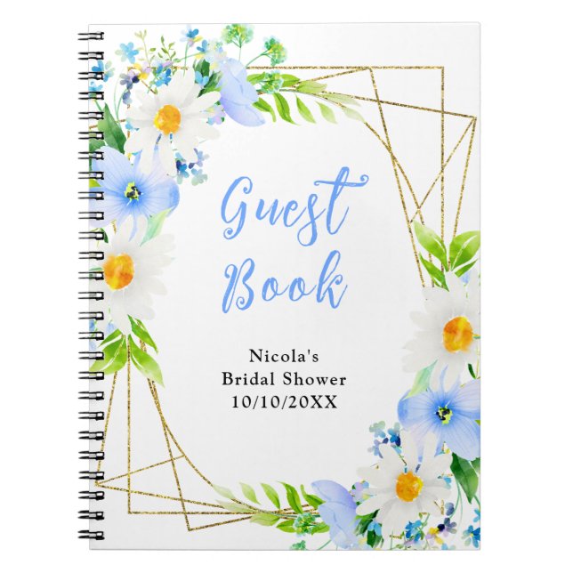 Forget-Me-Nots Daisies Bridal Shower Guest Book (Front)
