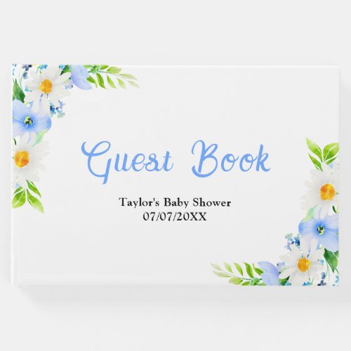 Forget_Me_Nots Daisies Floral Baby Shower Guest Book
