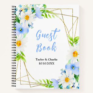 Forget-Me-Nots Daisies Floral Wedding Guest Book