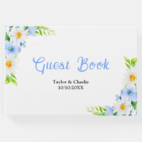 Forget_Me_Nots Daisies Floral Wedding Guest Book