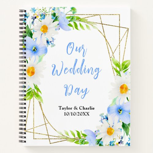 Forget_Me_Nots Daisies Floral Wedding Planner Notebook