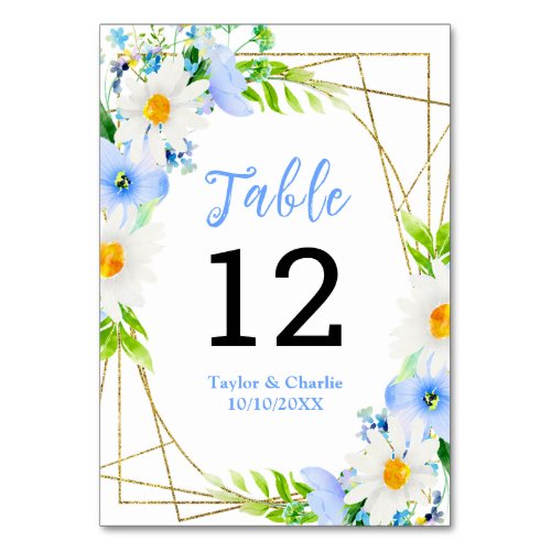 Forget_Me_Nots Daisies Floral Wedding Table Number