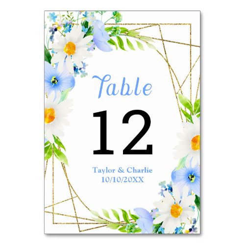 Forget_Me_Nots Daisies Floral Wedding Table Number