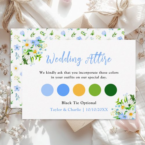 Forget_Me_Nots Daisies Wedding Attire Dress Code Enclosure Card