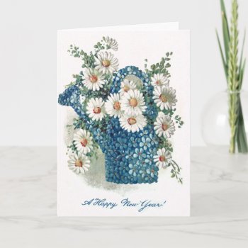 Forget-me-nots Daisy Watering Can Card by kinhinputainwelte at Zazzle