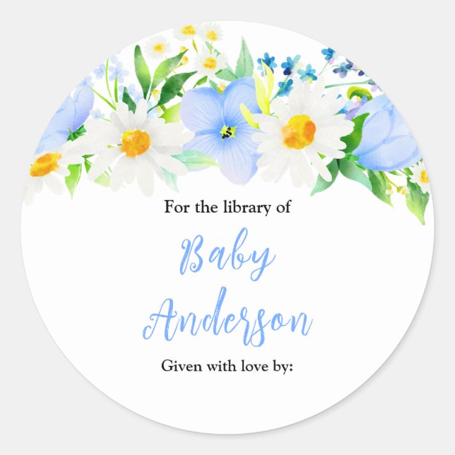 Forget-Me-Nots Floral Baby Shower Bookplate (Front)