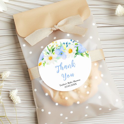 Forget_Me_Nots Floral Baby Shower Thank You Classic Round Sticker