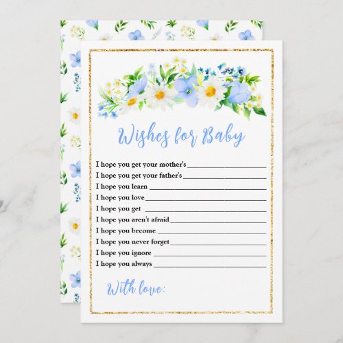 Forget_Me_Nots Floral Baby Shower Wishes For Baby Invitation