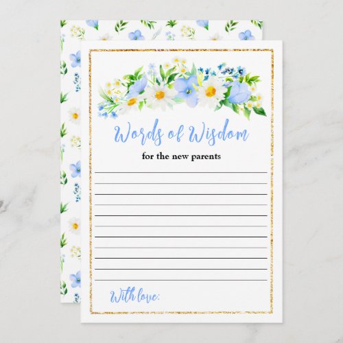 Forget_Me_Nots Floral Baby Shower Words Of Wisdom Invitation