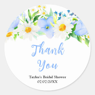 Forget-Me-Nots Floral Bridal Shower Thank You Classic Round Sticker
