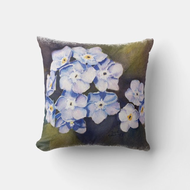 FORGET-ME-NOTS FLOWER DECORATIVE TOSS PILLOW (Front)