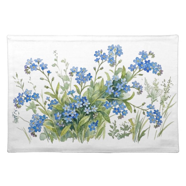 Forget me nots flowers watercolours Cloth Placemat (Front)