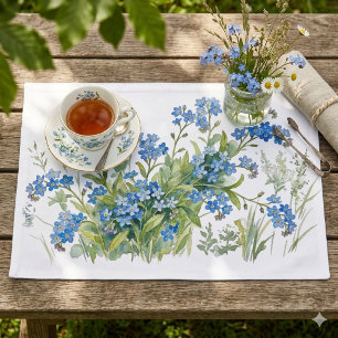 Forget me nots flowers watercolours Cloth Placemat