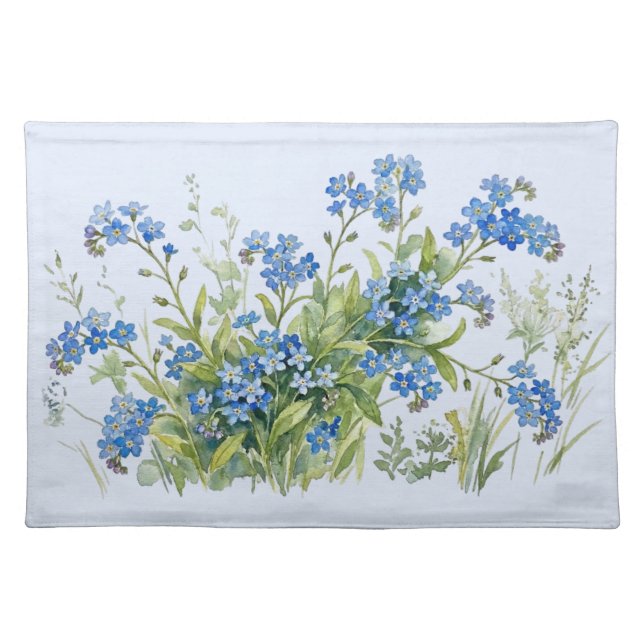 Forget me nots flowers watercolours Cloth Placemat (Front)