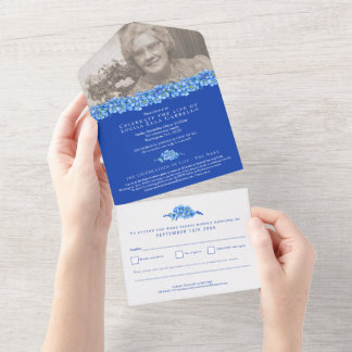 Forget-me-nots funeral celebration of life blue all in one invitation