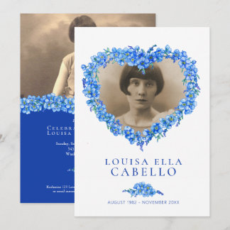 Forget-me-nots funeral celebration of life blue invitation