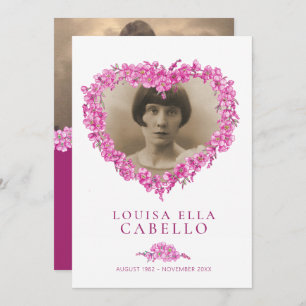 Forget-me-nots funeral celebration of life pink invitation