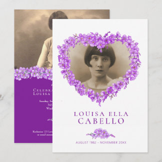 Forget-me-nots funeral celebration of life purple invitation