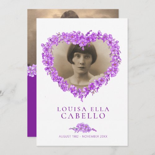 Forget_me_nots funeral celebration of life purple invitation