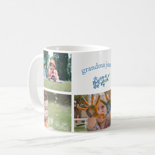 Forget Me Nots Grandma Photo Collage Coffee Mug (Front Left)