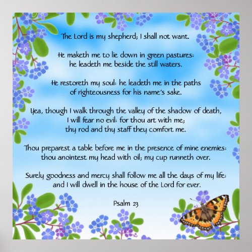 Forget Me Nots Psalm 23 Bible Verse Print