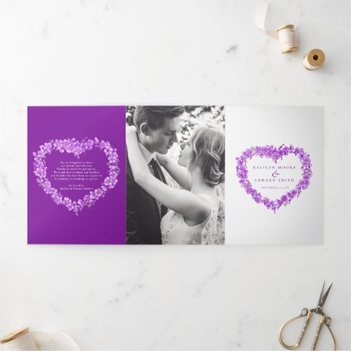 Forget_me_nots purple heart wreath art wedding Tri_Fold program