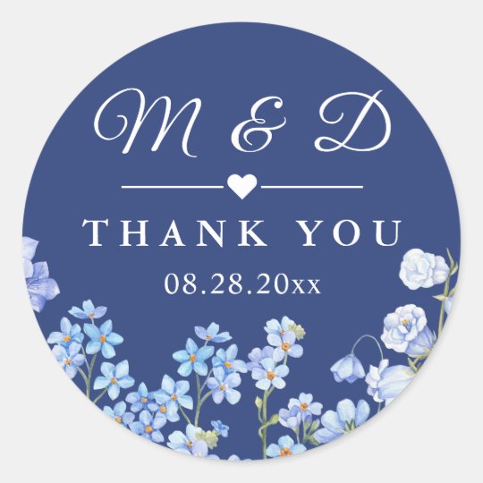 Forget Me Nots Royal Blue Fl Wedding Favor Clic Round Sticker Forget Me Nots Royal Blue Fl Wedding Favor Clic Round Sticker