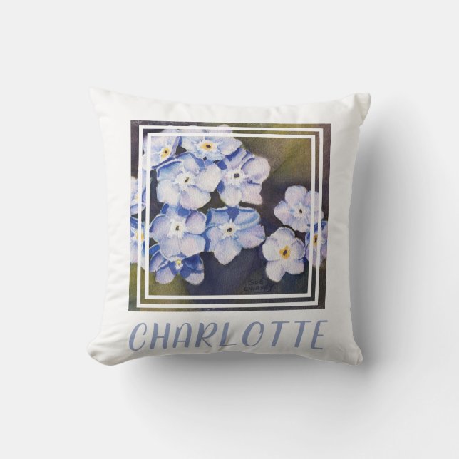 Forget-me-nots Throw Pillow (Front)