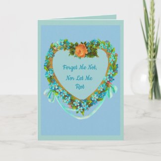 Forget Me Nots Vintage Heart Personalized Card