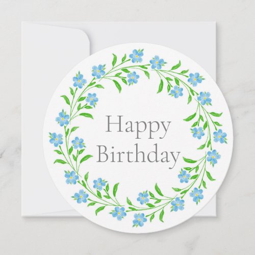 Forget Me Nots Watercolor Floral Wreath Card