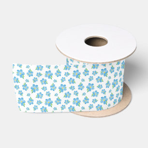 Forget Me Nots Watercolor Flower Pattern Satin Ribbon