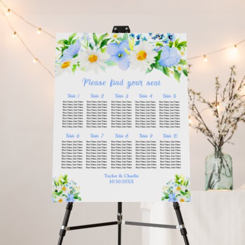 Forget_Me_Nots Wedding 10 Tables Seating Chart Foam Board