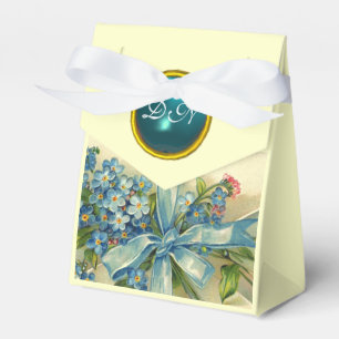 FORGET ME NOTS WEDDING TEAL BLUE GEM MONOGRAM FAVOR BOXES
